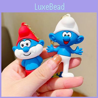 Smurfs Papa Jokey Smurf Smurfette Silicone Keychain Bright Colorful Cartoon Pendant