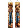 2PCS Fall Porch Sign Scarecrow Porch Banner Autumn Harvest Door Decoration Thanksgiving Front Door Decor Rustic Farmhouse Vertical Outdoor Hanging