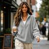 Women's Casual V-Neck Long Sleeve Loose Fit Sweatshirt