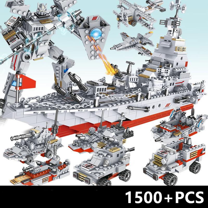 MOC Aircraft Carrier Ship Fighter Plane Artillery Warship J-15 Military City Building Blocks Model Bricks Kits Sets Ideas