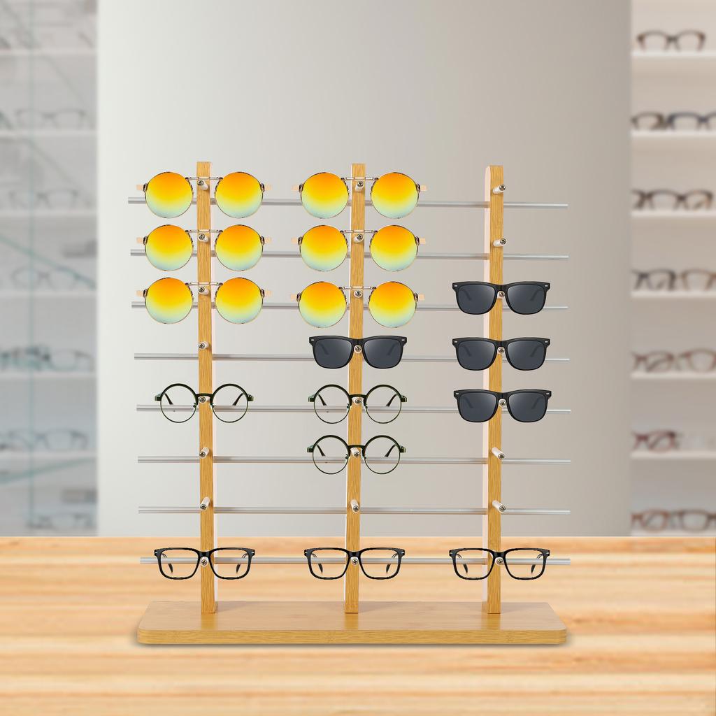 Sonnenbrillen-Displayständer, Brillenhalter-Ständer, Brillen-Organizer-Regal, 3-stöckig, 24 Paar Kapazität, Robuste Brillenaufbewahrung für den Einzelhandel