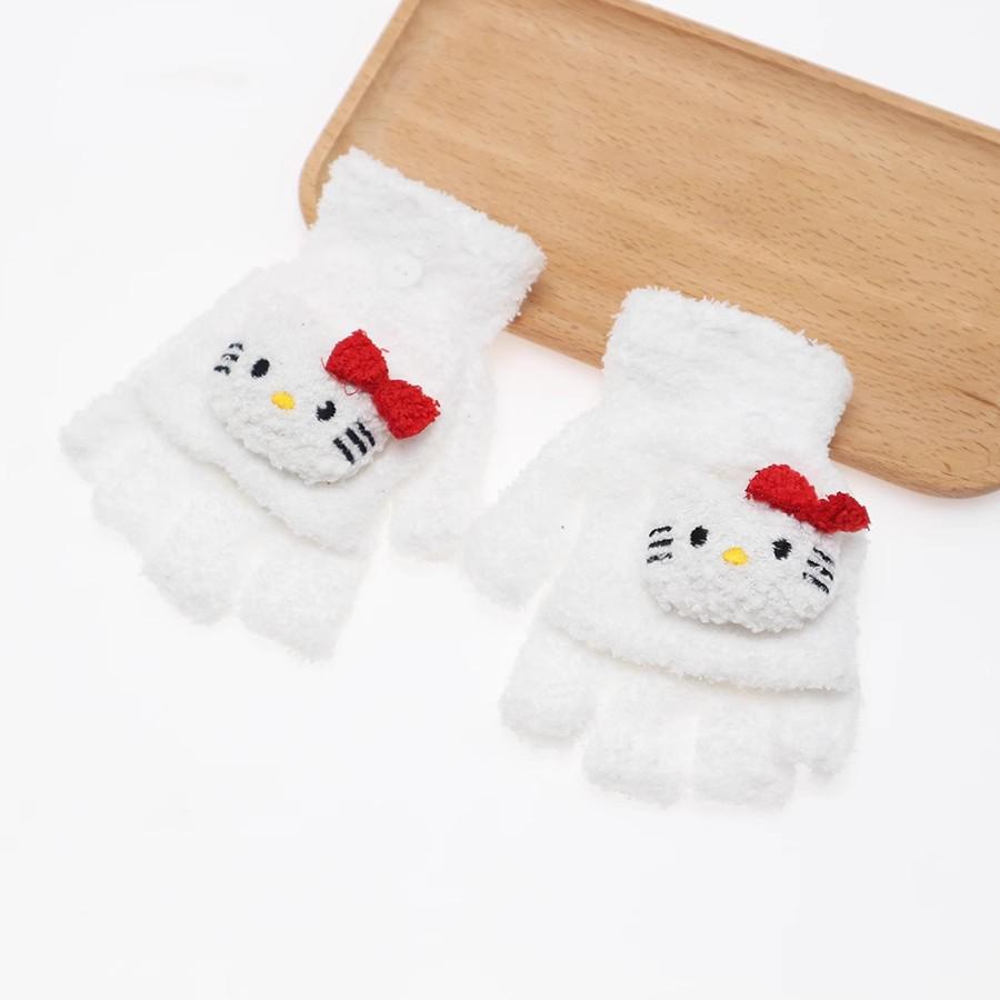 Zimní bezprsté rukavice s odklápěcím vrškem v korejském stylu - Unisex, kreslený design, kompatibilní s dotykovou obrazovkou, ideální pro psaní a ťukání