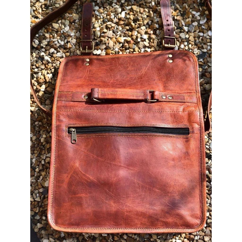 Genuine Vintage Leather Bag Men's Messenger Shoulder Laptop Bag Briefcase