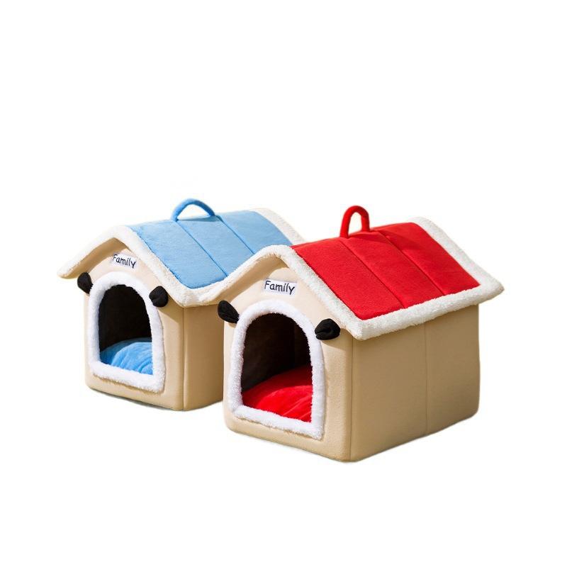 Autumn and Winter Dog Warm Closed House Kennel Medium and Small Dog Kennel Teddy Cat Litter Removable Pet Litter