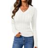 2026 Spring/Autumn Women's V-Neck Cable Knit Sweater - Loose European & American Street Style, Solid Color, Spicy Girl Knitwear