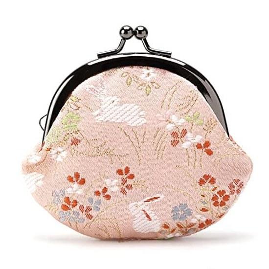 Kyoto Geibido Nishijin Weaving 2.6-Sun Coin Purse Artisan Handmade Japanese Pattern Made Japan (Pink Tsuyoshi)