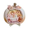 Cute Pastel Pumpkin Ornament Halloween Ghost Wooden Plaque, 2D Flat Tabletop Sign, Desktop Festive Home Accessory Spooky Bathing Reading for