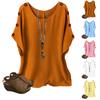 Modisches und lässiges lockeres farbiges Rundhals-Pullover-Top mit kurzen Ärmeln für Damen