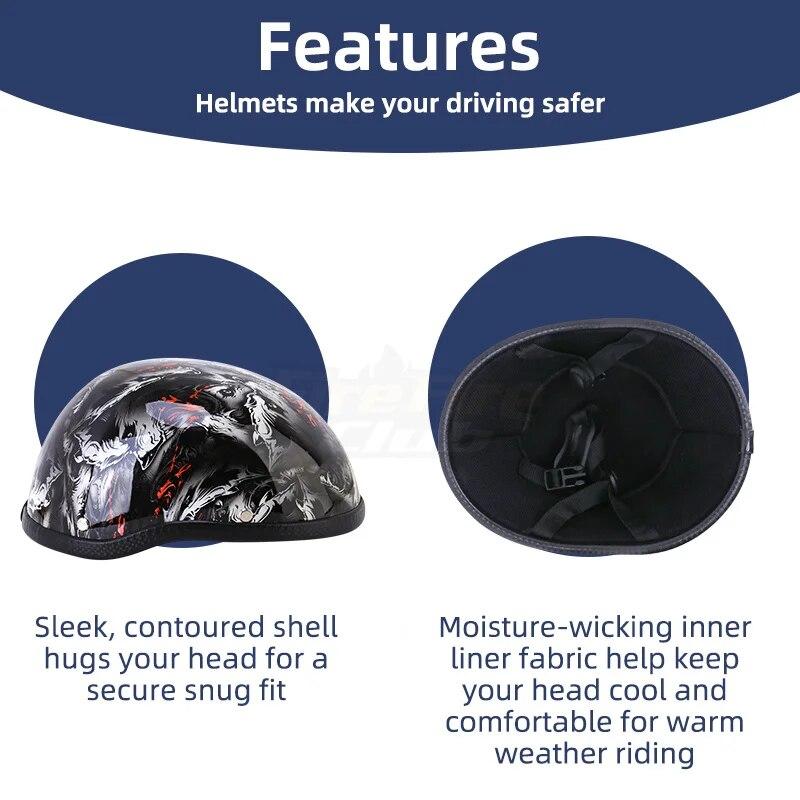 Half Face Helmet Unisex Ultralight Motorcycle Helmet Retro Vintage Bike Helmet Cycling Safety Helmet