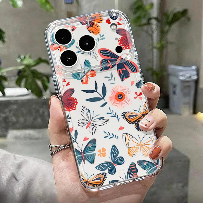 Shockproof TPU Case For iPhone 17 16 Pro 15 14 13 12 Pro Max 11 Transparent Soft Silicone Colorful Flowers Printed Phone Cover