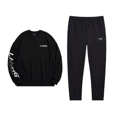 Solid Color Loose Fashion Round Neck Fleece Sweatshirt Comfortable Long Pants Casual Sports Suit Men Sweatshirt, Pants AWDUC43-1+AKLVB64-1