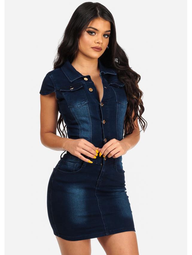 Europe and America Sexy Slimming Denim Bodycon Nightclub Dress