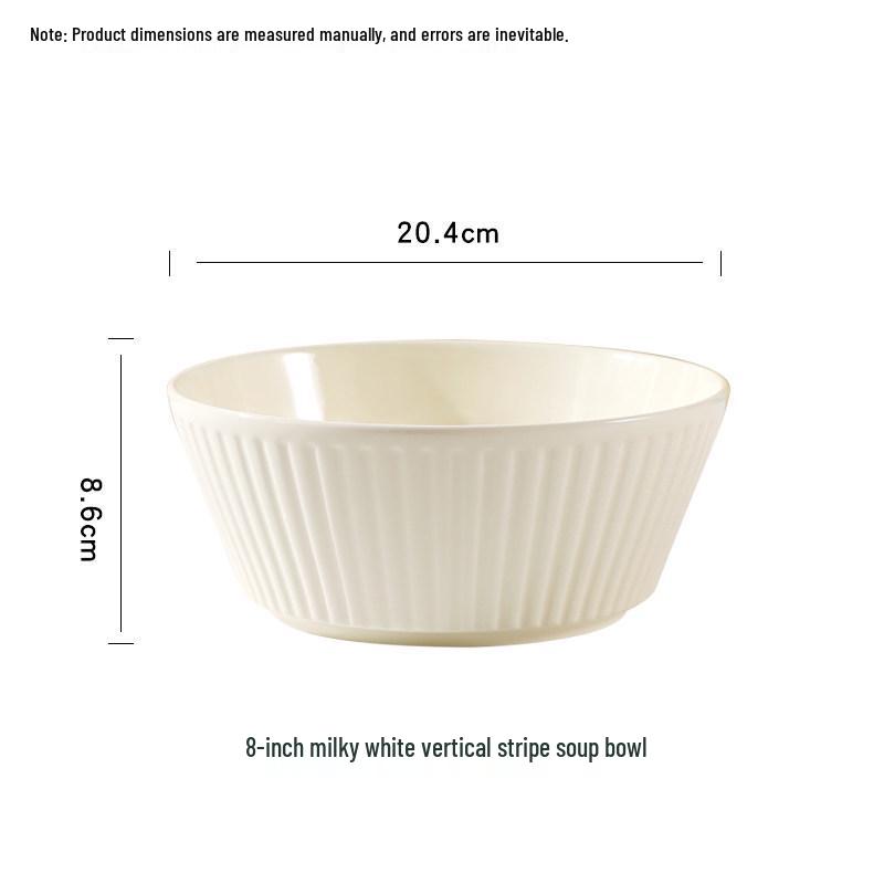Cream Double-Handled 2-Piece Soup Set: Deep, Large-Capacity Ceramic Bowl & Basin (2024 Edition)