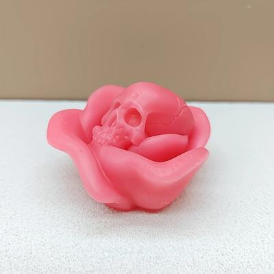 3D Rosen Totenkopf Kerzen Silikonform Halloween Geschenk Rose Blume Totenkopf Harz Silikonform Heimdekoration Gipsform