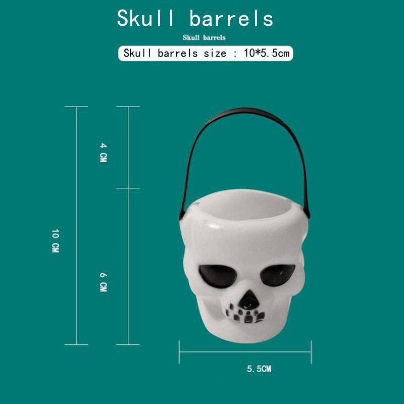 2Pcs/Lot  Black+White Plastic Candy Jar Skull Witch Cauldron Candy Kettle Halloween Party Hanging Pro