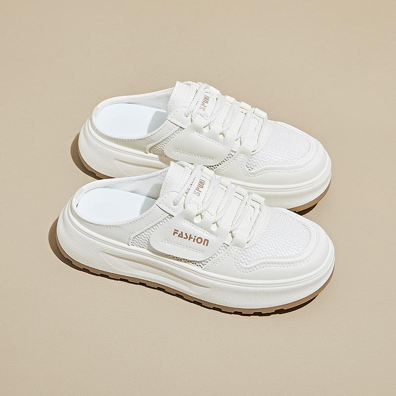 Summer Mesh White Shoes New Style of Female Students Breathable Height-enhancing Casual Street Clapper Shoes