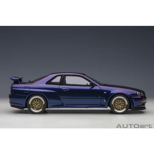 AUTOart 1/18 Scale Nissan Skyline GT-R (R34) V-Spec II BBS LM Wheel Version, Midnight Purple III, Finished Product