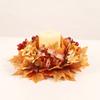 Autumn Candle Holder Wreaths Maple Leaf Garlands Small Flower Rings Decorative Thanksgiving Decorations for Dining Room