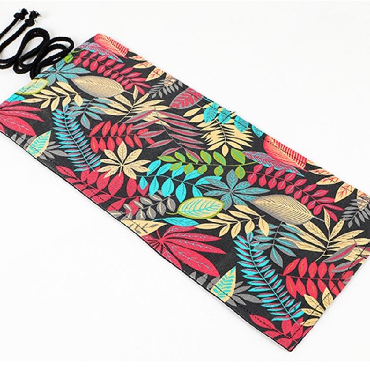 12/24/36/48/72 Holes Leaves Print Pencil Organizer Bag Canvas Pencil Wrap Pencil Roll Bag Pencil Storage Bag