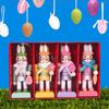 4Pcs Traditional Rabbit Wooden Nutcrackers 4 Inch Wooden Easter Nutcracker Figures for Spring Home Decor Collectible Gifts