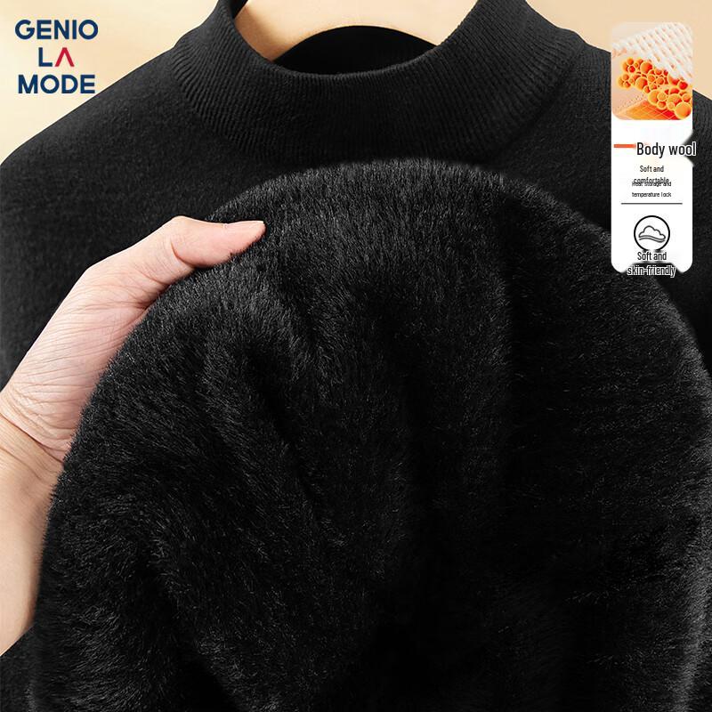 

GENIOLAMODE Men s Fleece-Lined Mock Neck Sweater L