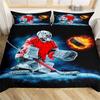Ice Hockey Sport Soft Duvet Cover Burning Hockey Bal for Ten Athlete Black Polyester Comfortable Quilt Cover for Friend Gift Bedrom Decoration