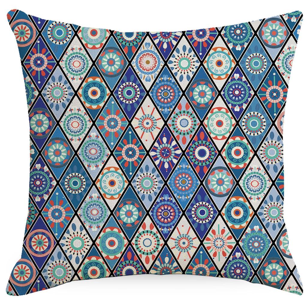 Ethnic Bohemian Pillowcase Living Room Sofa Bedroom Backrest Single-sided Linen Geometric Graphic Retro Pillow