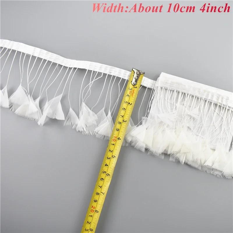 1Meters White Black Pheasant Feathers On Tape Ribbon Turkey Ostrich Fringe Feather Trim Goose Marabou Sewing Clothes DIY Plumes
