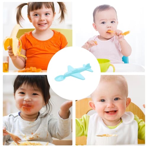 Moreeulsi Kids' Cartoon Spoon, Reusable Kids' Spoon, Kids' Airplane Spoon | Cartoon Design Kids' Training Spoon Tableware, Eco-Friendly and Functional