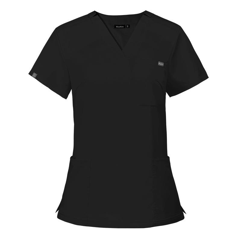 Elastic V-Neck Short Sleeve Nurse Uniform Set for Women - Surgical Scrub Suit in Stock