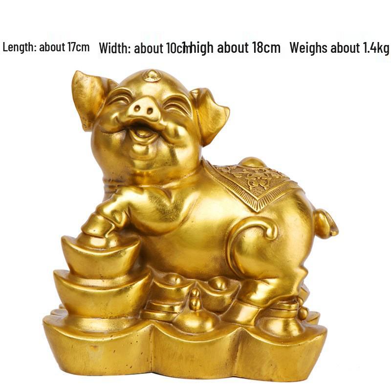 Copper Pig Zodiac Yuanbao Ornament - Home Décor Handicraft