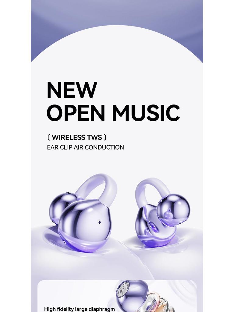 M91AI Bluetooth Bone Conduction Earbuds: Clip-on, High-Quality Sound, Smart Translation, Wireless.