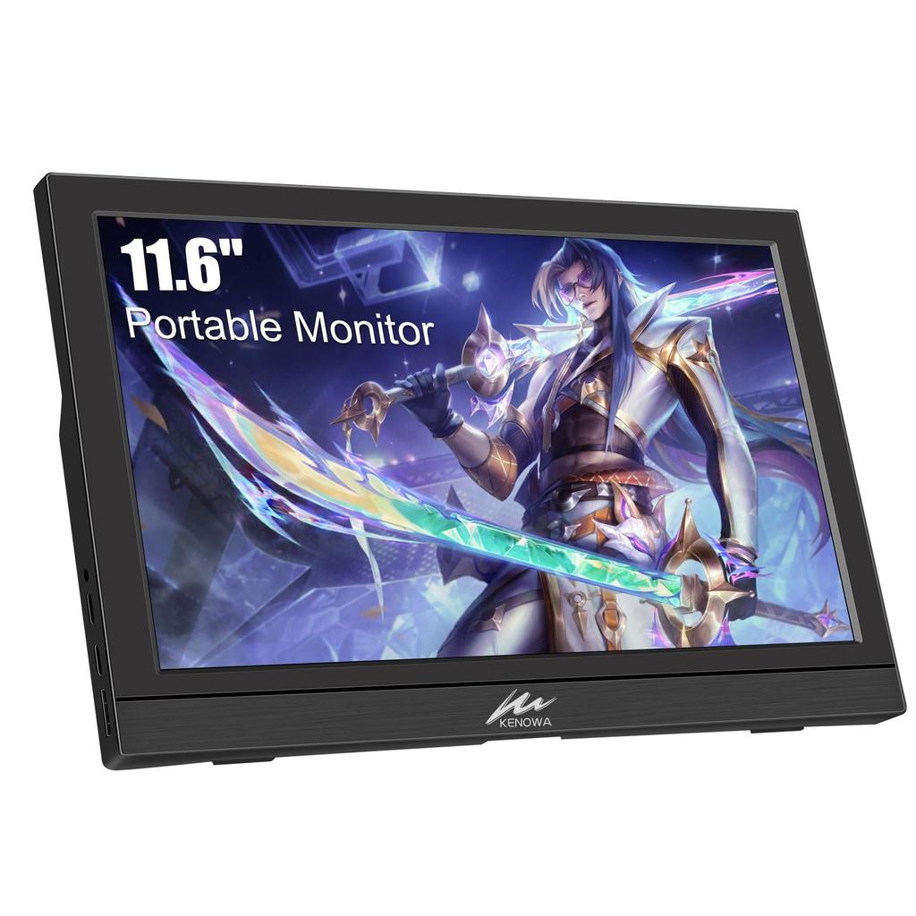 Kenowa Portable Slim and VESA USB HDMI Compatible with Raspberry and More 11.6-inch HD1366768 Monitor, Lightweight, Compatible, Type-C, Port, PCs,