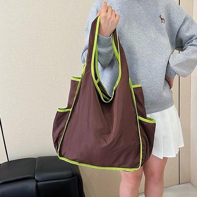 Opvouwbare Milieuvriendelijke Polyester Tote Bag, Grote Capaciteit Effen Kleur voor Boodschappen en Groenten