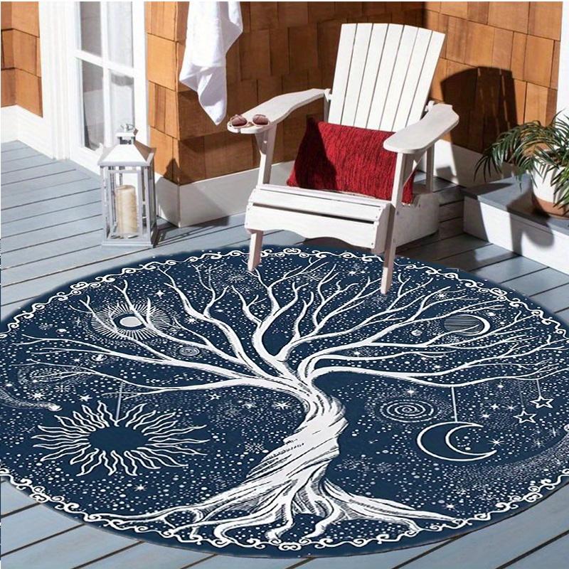 Tree Of Life Sun Moon Round Rug Floor Mat Doorway Rug With Nonslip Backing Outdoor Patio Camping Rug Floor Mat Living Room Bedroom Decoration