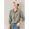 Women's Retro Green Plaid Long Sleeve Shirt