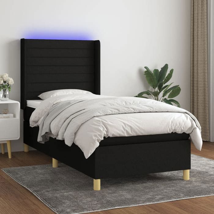VidaXL Sommier à Lattes de Lit avec Matelas et LED, Lit Rembourré, Lit Simple, Lit Adulte de Chambre à Coucher Intérieur, 3138919