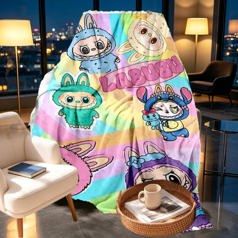 Labubu Print Decke - Weich & Bequem, für Schlafzimmer, Reisen, Sofa, Heimdekoration - Geburtstags-Weihnachtsgeschenk für Freund