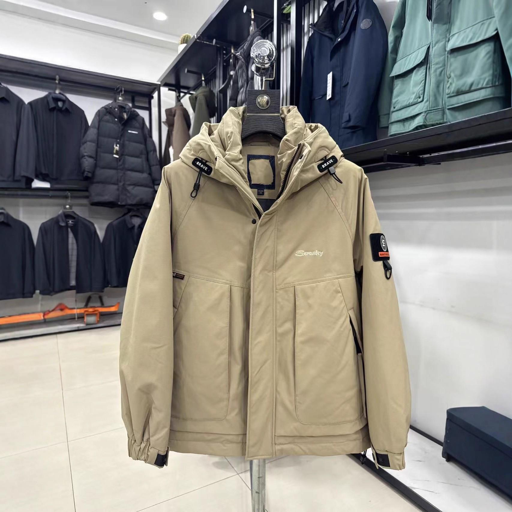 

H Family Counter 798 Hooded Fashion Duck Down Jacket 4Y193A - Warm & Stylish 170 (115-130 lbs) хакі