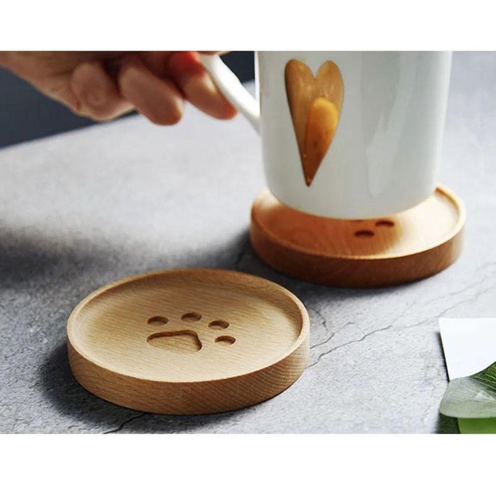 

Soft Wooden Coaster Bear Paw Table Mats Practical Coffee Cup Mat Kitchen
