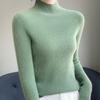 Women's Slim Fit Solid Color Knit Pullover Sweater – Autumn/Winter Long Sleeve Half-High Neck Base Layer