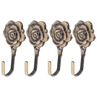 4set Curtain Hooks Holdbacks Decorative Bronze Rose Wall Hangers Retro Tiebacks for Drapes Bedroom Bathroom Accessories