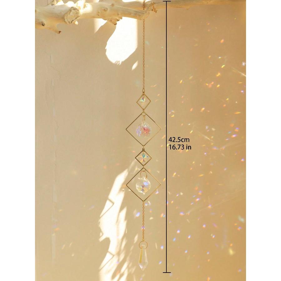 1 Stück Kristalle Sonnenfänger Bunt Hängender Sonnenfänger mit Kette Anhänger Ornament Kristallkugeln Regenbogenmacher für Fenster Zuhause Garten Büro