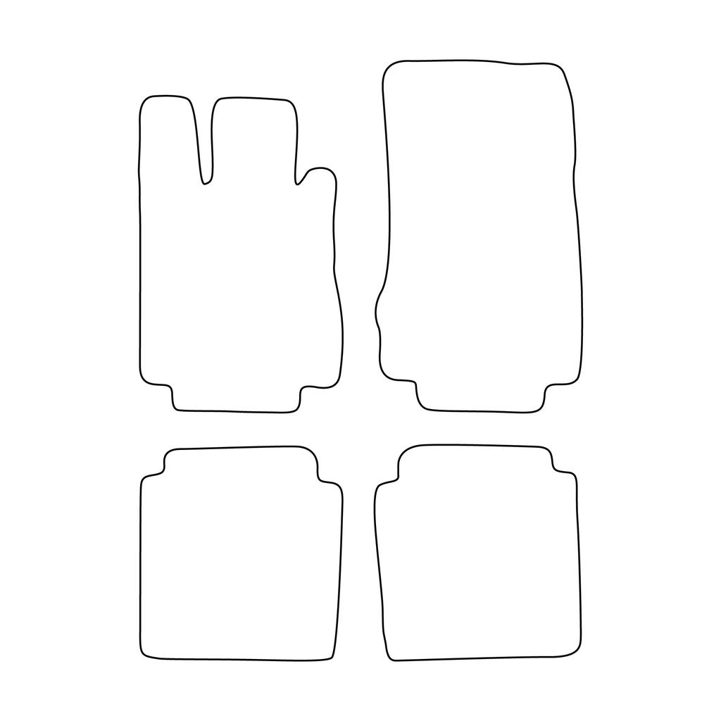 Velour Car Mat Set - Car Mats Fitting: Mercedes S-Class W220 Long 1998-2005 Black Piping