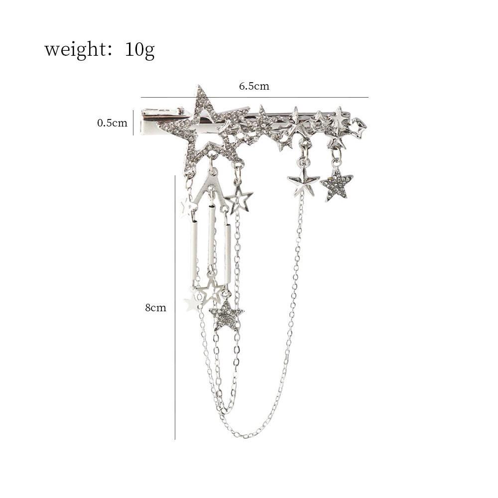 Harajuku Sparkling Punk Hair Clip Crystal Star Fairy Hair Accessories Y2K Headwear Tassel Hairpins for Women Girl