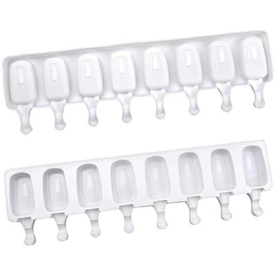 Double French Gelato Molds Food Safe Silicone 8 Slot Freezers Container for Creative Dessert Making