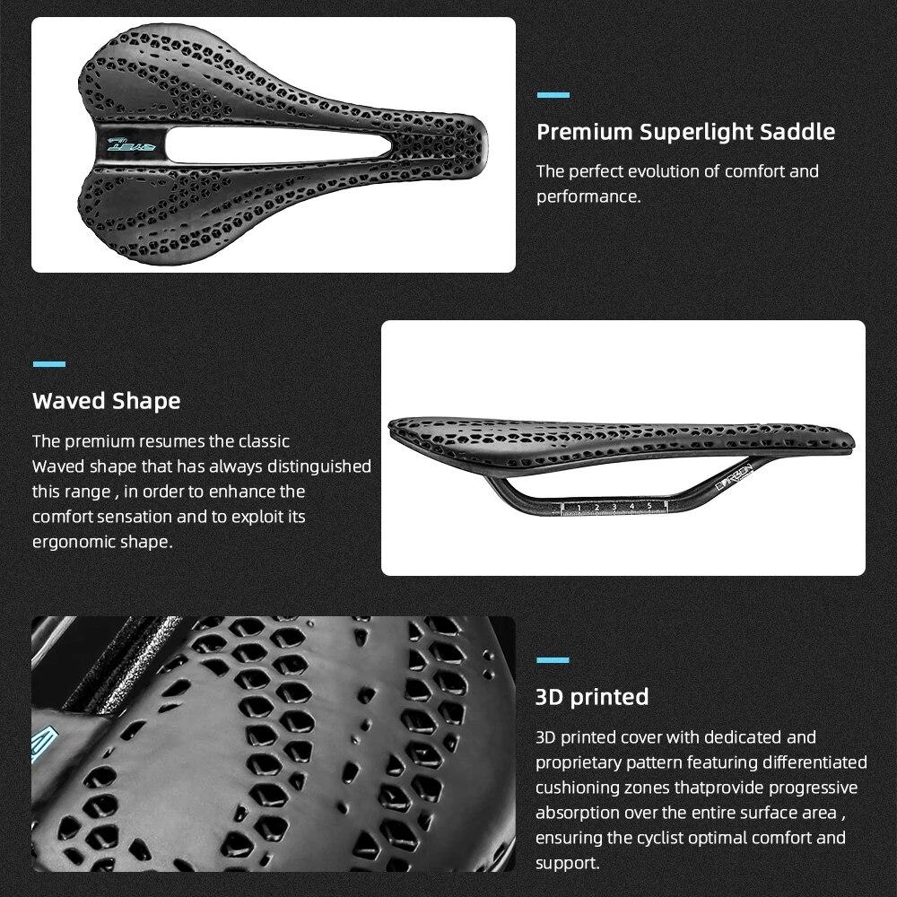 RYET Carbon 3D Printed Saddle Ultralight 135g 7*7 Bike Seating For Men Women Triathlon Road MTB Mountain Gravel Cycling Parts