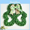 Festive Shamrock Wreath With Butterfly Bow Decorative Pendant 30cm Cloth