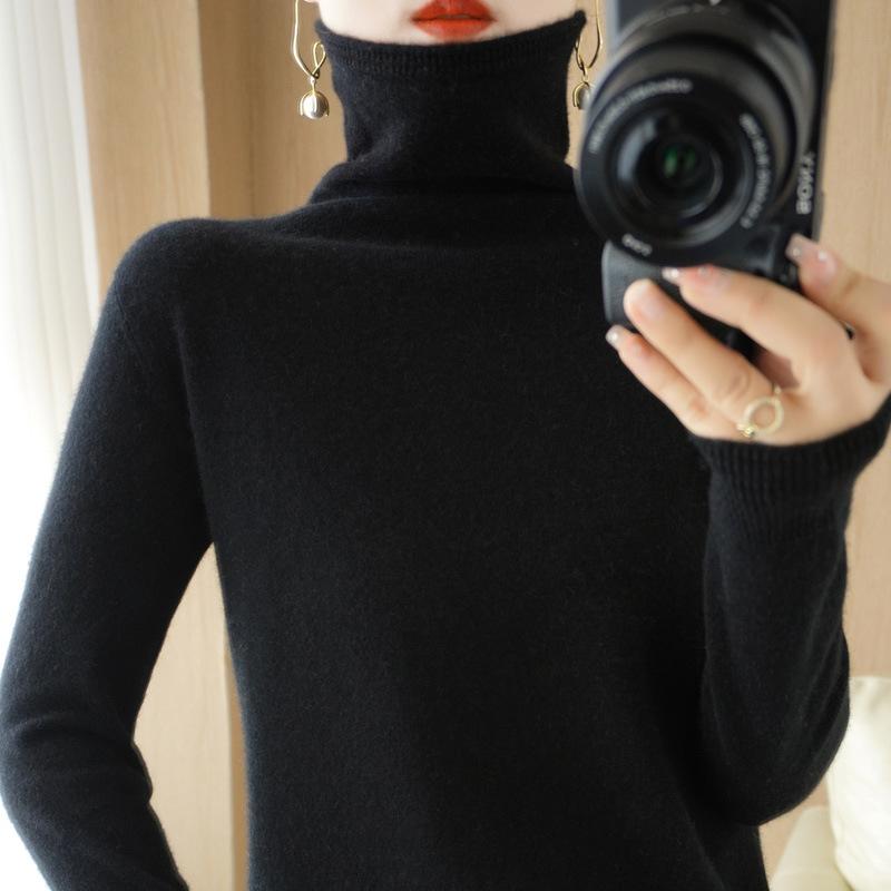 Turtleneck Pullover Fall/winter Cashmere Sweater Women Pure Color Casual Long-sleeved Loose Pullover Bottoming Women's