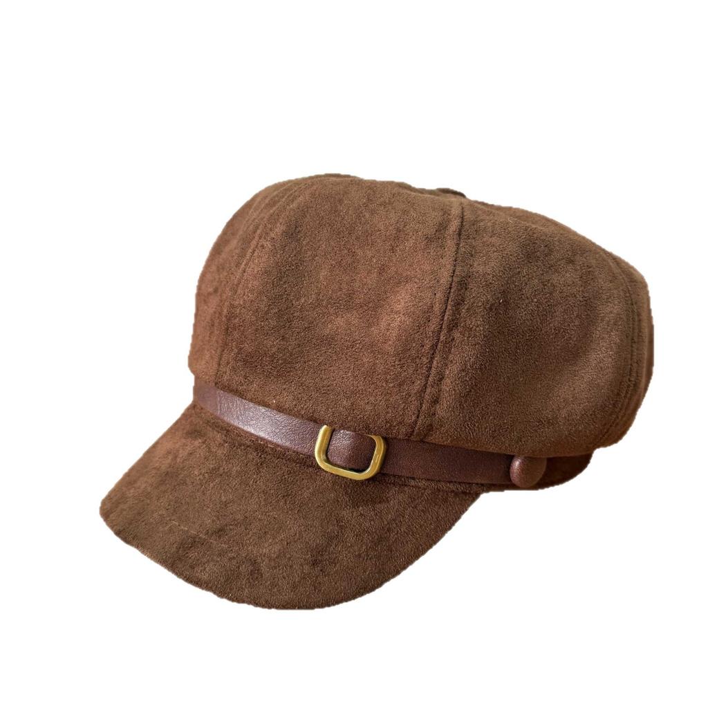 British Retro Style Octagonal Hat Spring Autumn Winter High Quality Suede Fabric Outdoor Fashion Versatile Popular Octagonal Hat